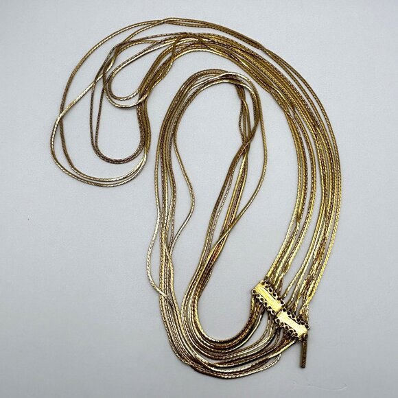 Patrizia Pepe Made in Italy Multistrand Gold Tone Chain Necklace Statement 54in - Picture 11 of 11